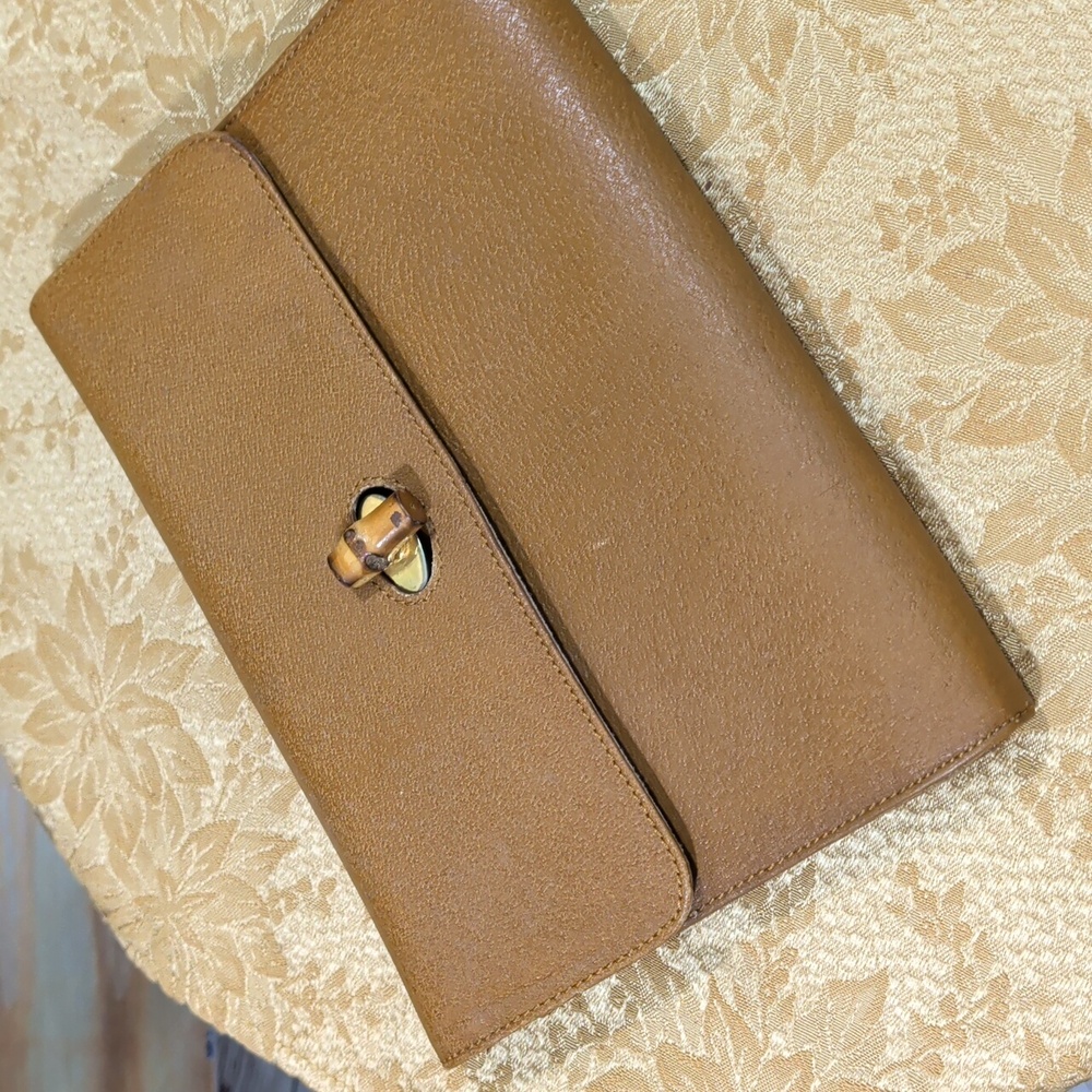 Chic Brown Leather Clutch - Picture 9 of 11